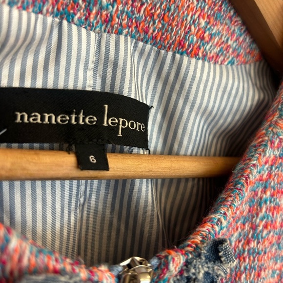 Nanette Lepore size 6 EUC “sand castle tweed” Pink and Blue Blazer - Picture 7 of 10
